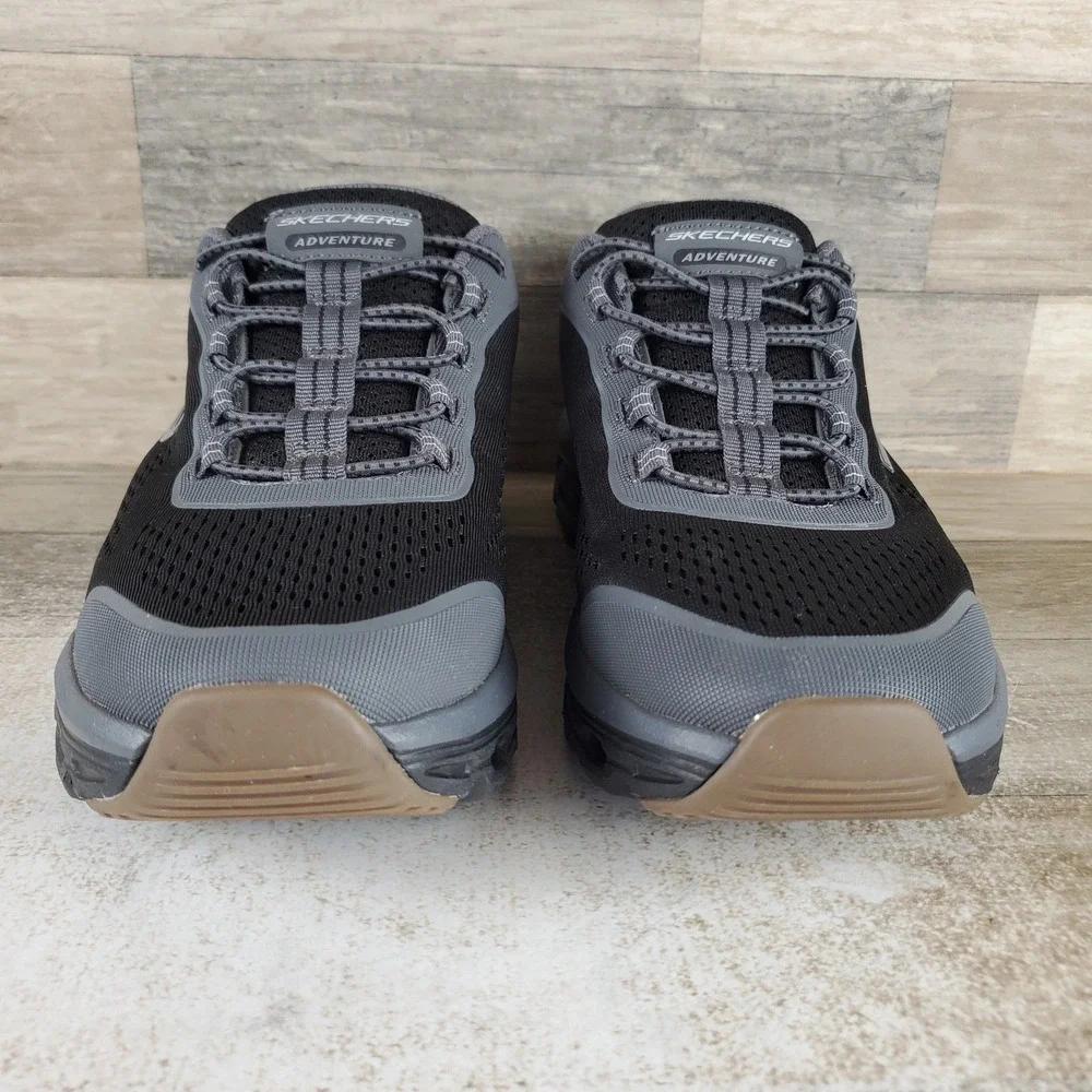 Skechers Glide Step Mens Hiking Shoes Sz 8.5 Black Charcoal Mesh Lace Up Sneaker